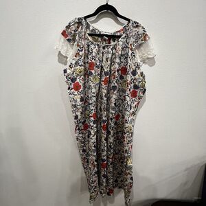 Vtg Expressions Women’s Floral Embroidered Pleated Lace Nightgown Plus Sz 3XL